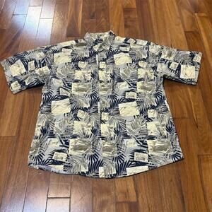 Faded Glory Men's Hawaiian Shirt L Multicolor Tropical Graphic Print